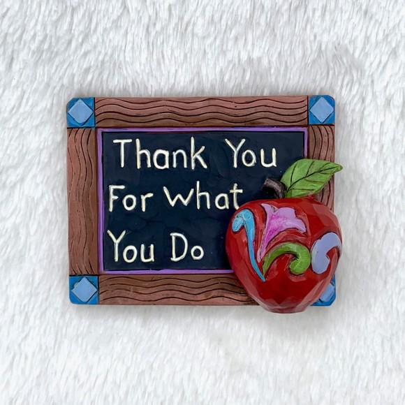 Jim Shore Other - Jim Shore Miniature Thank You Teacher Gift Chalkboard School Classroom Apple